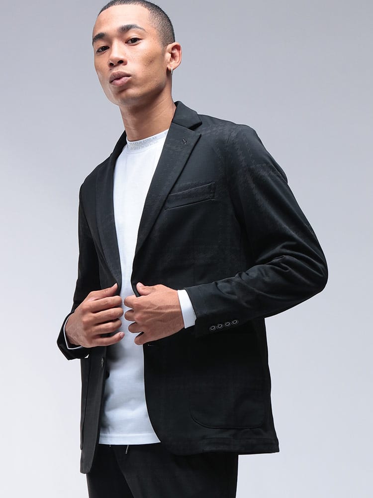 1PIU1UGUALE3 RELAX (ウノ ピュ ウノ ウグァーレ トレ リラックス) ウィンドウペン ジャガード 2つボタン シングル ジャケット HOUNDSTOOTH 1PRUSO25101 メンズ