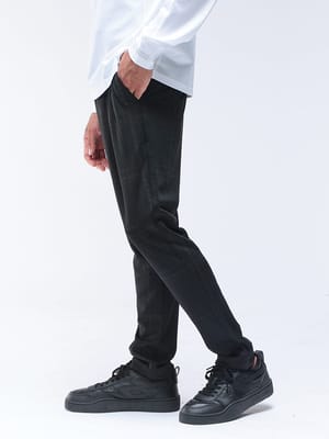 1PIU1UGUALE3 RELAX (ウノ ピュ ウノ ウグァーレ トレ リラックス) ウィンドウペン ジャガード ウエストゴム ストレッチ ワンタック スラックス HOUNDSTOOTH 1PRUSB25101 メンズ