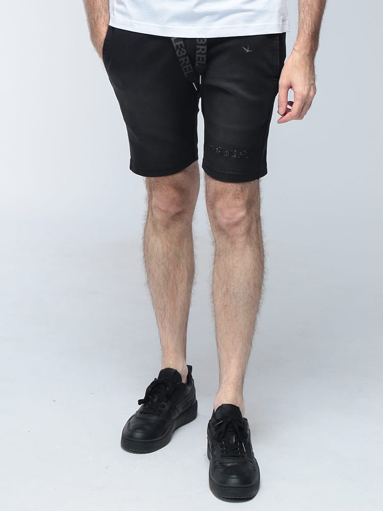 1PIU1UGUALE3 RELAX  (ウノ ピュ ウノ ウグァーレ トレ リラックス) ロゴ サイドリブ ジョグデニム ストレッチ ショートパンツ 1PRUSB25185SZ メンズ