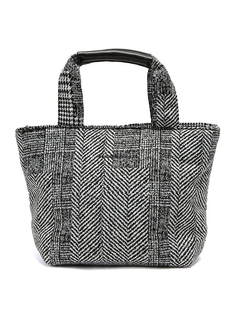 1PIU1UGUALE3 RELAX (ウノ ピュ ウノ ウグァーレ トレ リラックス) ヘリンボーン＆千鳥格子ミックス柄 ミニトートバッグ 1PRUSZ26014 メンズ