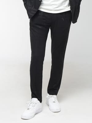 1PIU1UGUALE3 RELAX (ウノ ピュ ウノ ウグァーレ トレ リラックス) メンズ パンツ ランダム千鳥柄 ウエストコード タックパンツ 1PRUSK26018