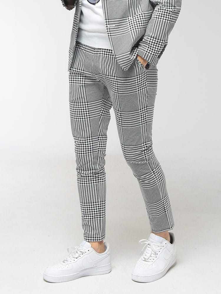 1PIU1UGUALE3 RELAX (ウノ ピュ ウノ ウグァーレ トレ リラックス) メンズ パンツ 千鳥柄 ウエストコード タックパンツ 1PRUSB26062