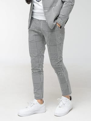 1PIU1UGUALE3 RELAX (ウノ ピュ ウノ ウグァーレ トレ リラックス) メンズ パンツ 千鳥柄 ウエストコード タックパンツ 1PRUSB26062