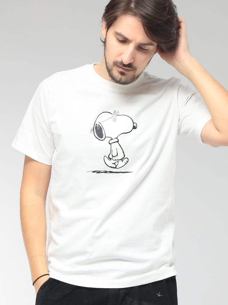 1PIU1UGUALE3 RELAX (ウノ ピュ ウノ ウグァーレ トレ リラックス) メンズ Tシャツ 半袖 スヌーピーコラボ クルーネック カットソー 1PRUST26055