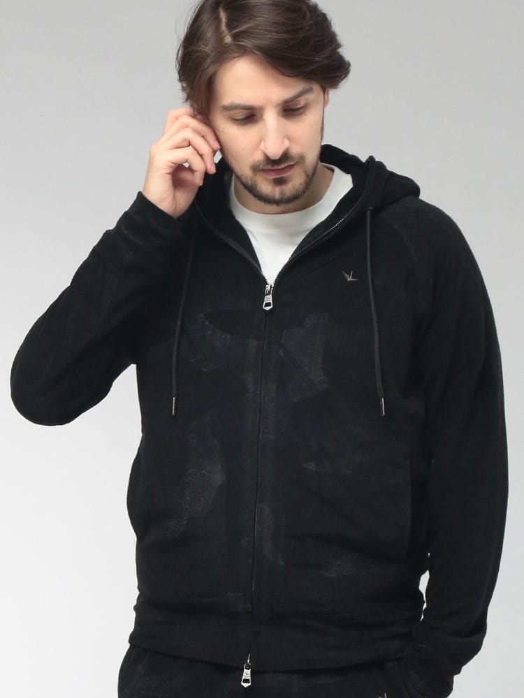 1PIU1UGUALE3 RELAX (ウノ ピュ ウノ ウグァーレ トレ リラックス) メンズ パーカー 長袖 パイル地 迷彩柄 フルジップ 1PRUSO26066