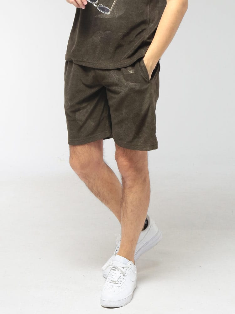 1PIU1UGUALE3 RELAX (ウノ ピュ ウノ ウグァーレ トレ リラックス) メンズ ショートパンツ パイル地 迷彩柄 ショーツ 1PRUSB26069