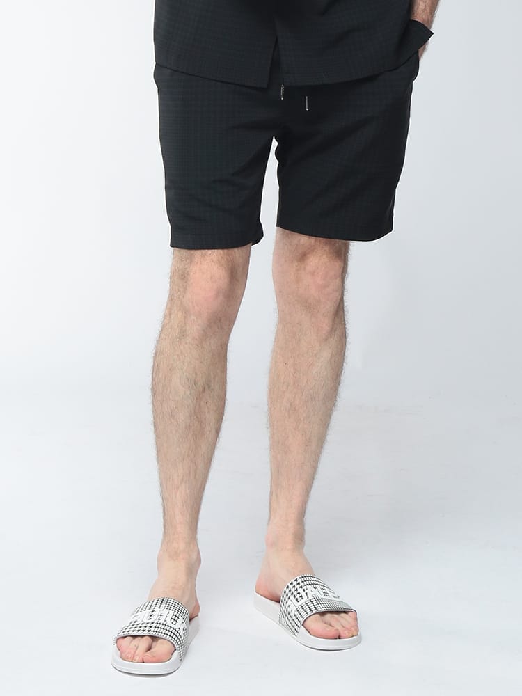 1PIU1UGUALE3 RELAX (ウノ ピュ ウノ ウグァーレ トレ リラックス) メンズ ショートパンツ 千鳥格子 チェック ウエストドローコード 1PRUSB26014