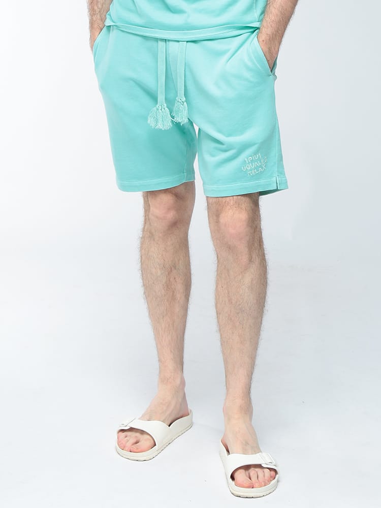 1PIU1UGUALE3 RELAX (ウノ ピュ ウノ ウグァーレ トレ リラックス) メンズ ショートパンツ スウェット ウエストゴム ドローコード ワンポイント刺繍 1PRUSB26011