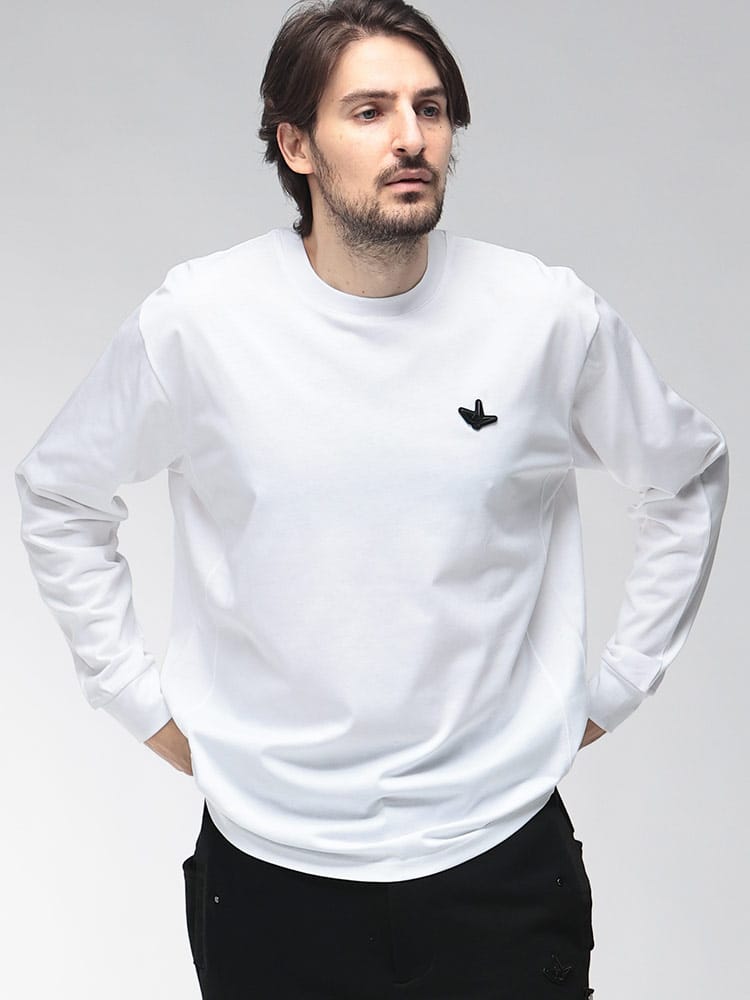 1PIU1UGUALE3 RELAX (ウノ ピュ ウノ ウグァーレ トレ リラックス) メンズ Tシャツ 長袖 別注 鶴プレート カジュアルシャツ 1PRUST26185SZ