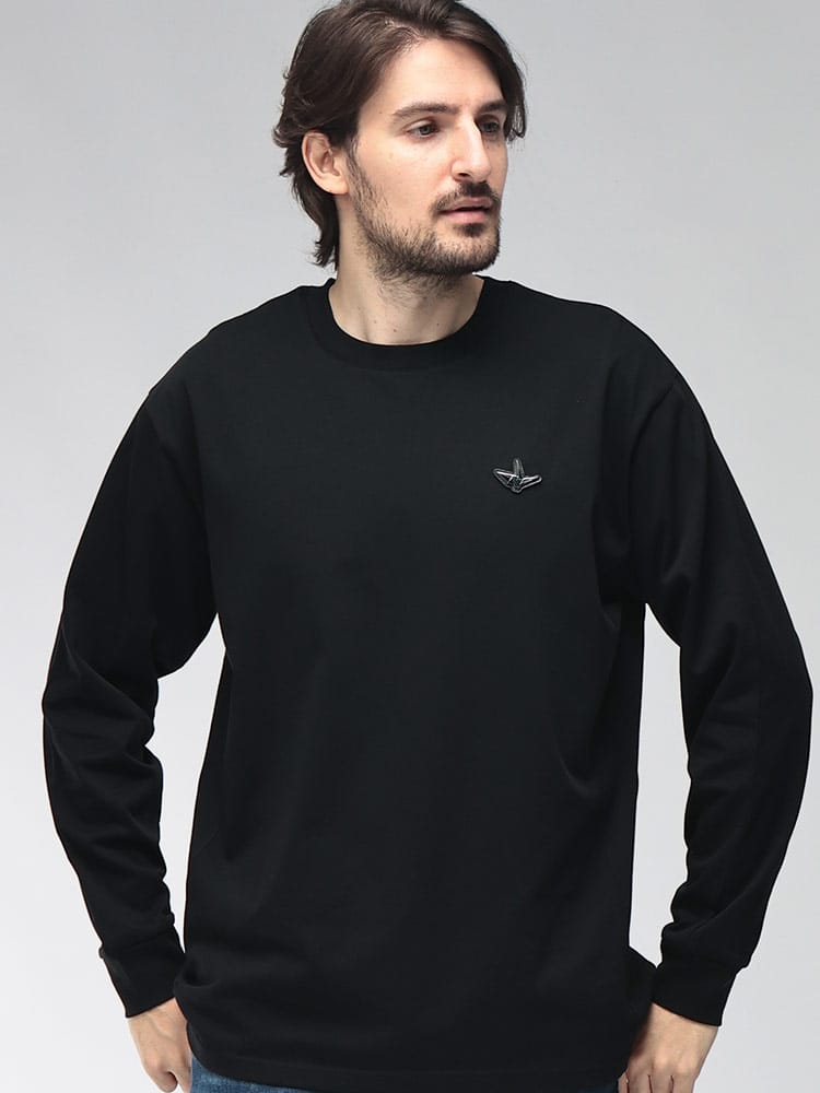 1PIU1UGUALE3 RELAX (ウノ ピュ ウノ ウグァーレ トレ リラックス) メンズ Tシャツ 長袖 別注 鶴プレート カジュアルシャツ 1PRUST26185SZ
