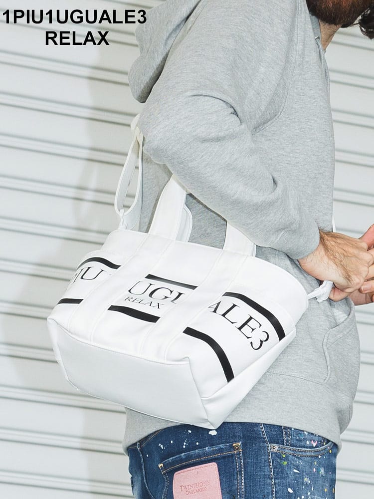 1PIU1UGUALE3 RELAX (ウノピュウノウグァーレトレリラックス) 別注 ビッグラインロゴ 2WAY ハンドバッグ 1PRUSZ24032SZ メンズ