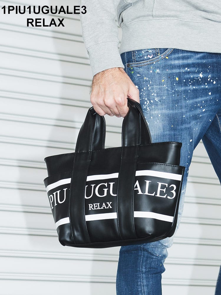 1PIU1UGUALE3 RELAX (ウノピュウノウグァーレトレリラックス) 別注 ビッグラインロゴ 2WAY ハンドバッグ 1PRUSZ24032SZ メンズ