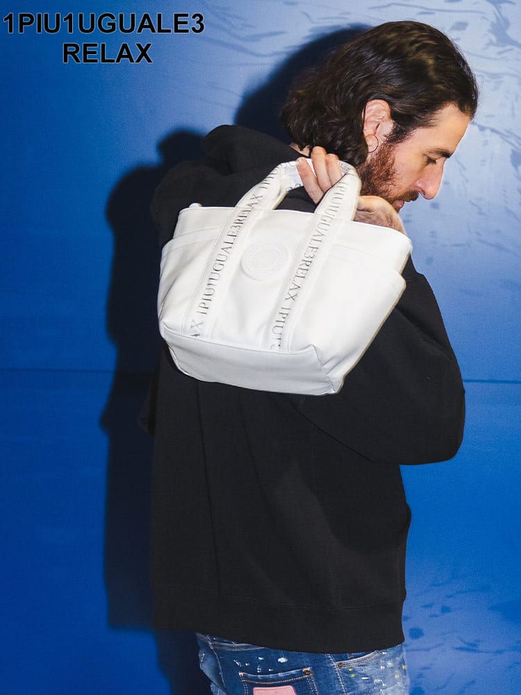 1PIU1UGUALE3 RELAX (ウノピュウノウグァーレトレリラックス) 別注 バーチカルロゴ 2WAY ハンドバッグ 1PRUSZ24030SZ メンズ