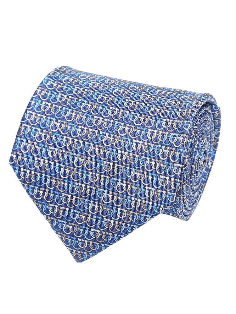 Salvatore Ferragamo (サルヴァトーレ・フェラガモ) シルク100％ ガンチーニ総柄 ネクタイ BLUE FG350272003
