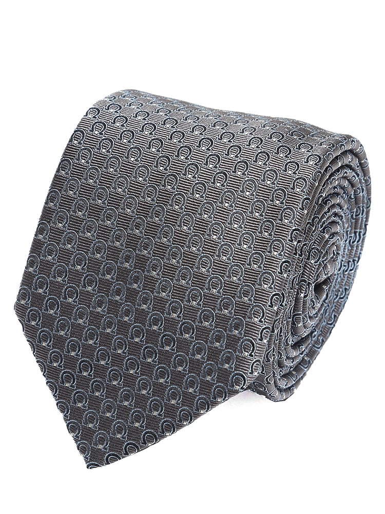 Salvatore Ferragamo (サルヴァトーレ・フェラガモ) シルク100％ ガンチーニ総柄 ネクタイ GRAY FG350325005
