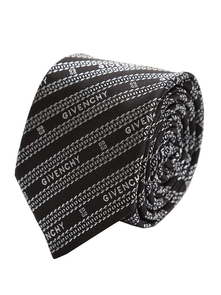 GIVENCHY (ジバンシィ) シルク100％ ロゴ ストライプ ネクタイ GVJ41671