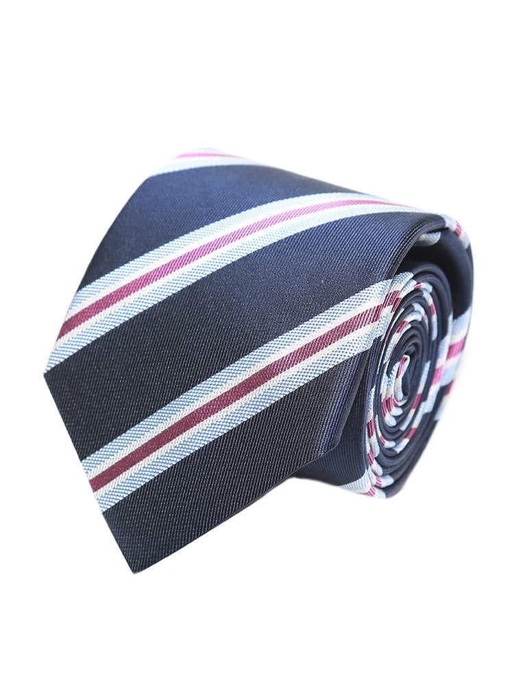 Aquascutum (アクアスキュータム) シルク100％ ストライプ ネクタイ NAVY AQSS3021