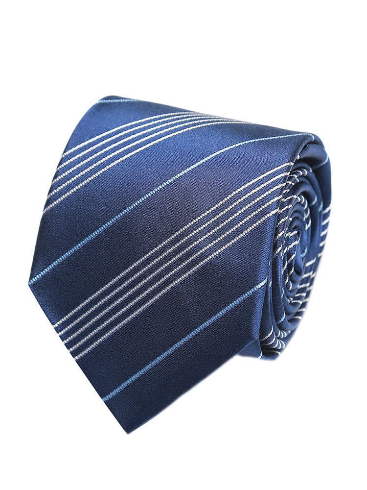 Aquascutum (アクアスキュータム) シルク100％ 細ライン ストライプ ネクタイ NAVY AQSS3281