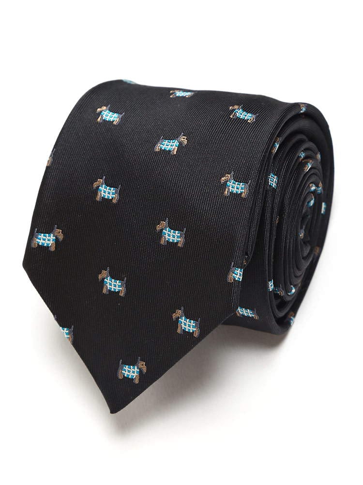 Paul Smith (ポールスミス) シルク100％ 犬柄 ネクタイ BLACK PSFLU679 ブランド