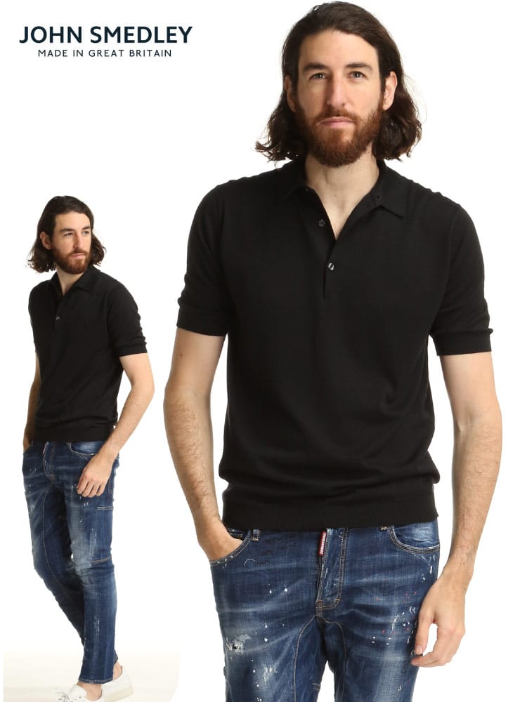 JOHN SMEDLEY (ジョンスメドレー) 無地 コットン 半袖 ニット ポロシャツ JSADRI 22fd IP ブランド