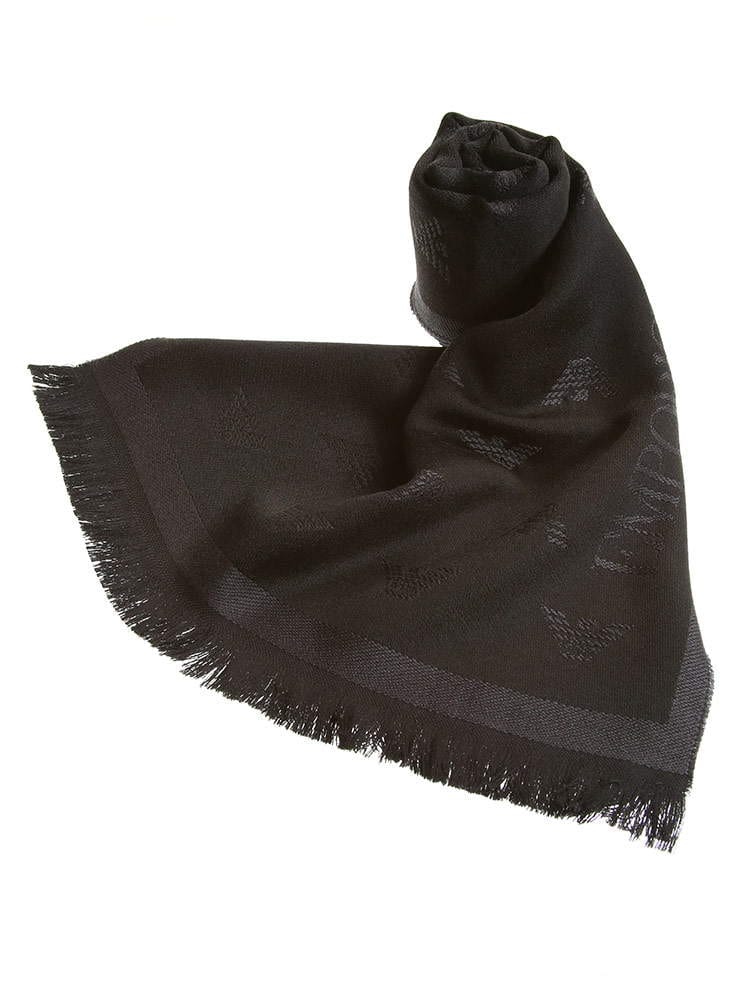 EMPORIO ARMANI エンポリオアルマーニ ウール100％ ロゴ 総柄 マフラー ブランド メンズ レディース ウール EA60EA8P306