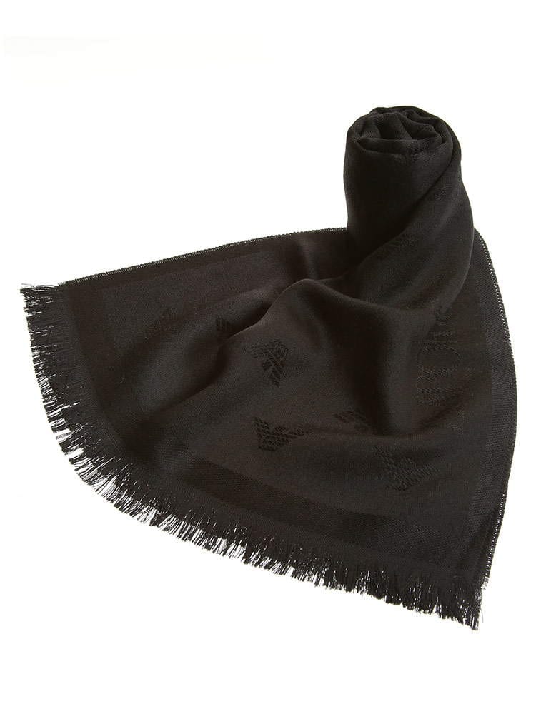 EMPORIO ARMANI エンポリオアルマーニ ウール100％ ロゴ 総柄 マフラー ブランド メンズ レディース ウール EA60EA8P306