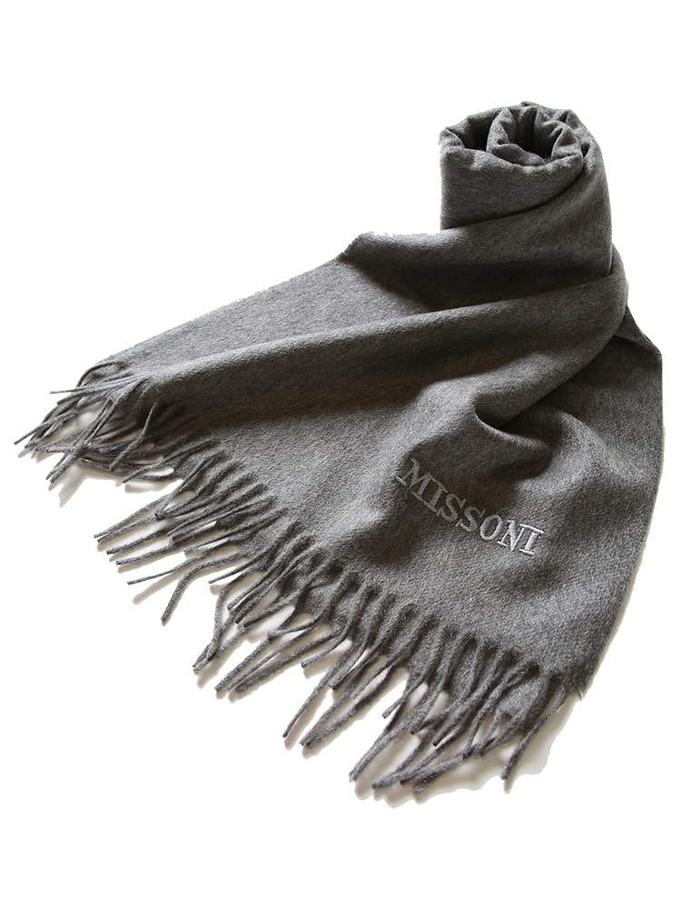 MISSONI ミッソーニ カシミヤ100％ ロゴ 刺繍 マフラー ブランド メンズ レディース カシミア MIS60MIC