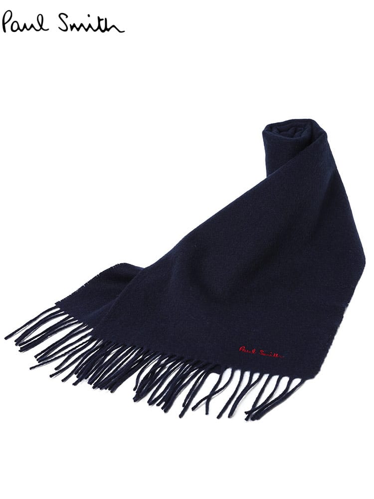 ポール スミス メンズ マフラー Paul Smith ブランド ストール ロゴ 刺繍 無地 レディース ウール100% ギフト プレゼント PS60PS