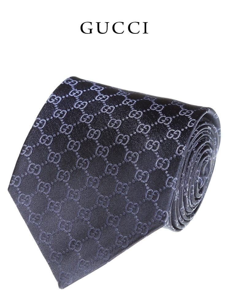 GUCCI (グッチ) シルク100％ GG総柄 ネクタイ GC4565204168