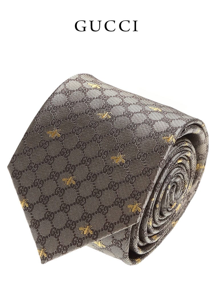 GUCCI (グッチ) シルク100％ GG 蜂 ネクタイ GC5450789764