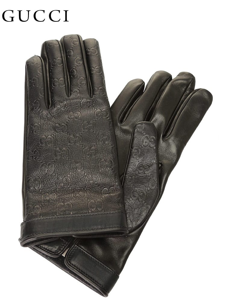 グッチ メンズ 手袋 GUCCI ブランド グローブ レザーグローブ GG柄 レザー ラムスキン カシミヤ ギフト プレゼント GC434211B6500