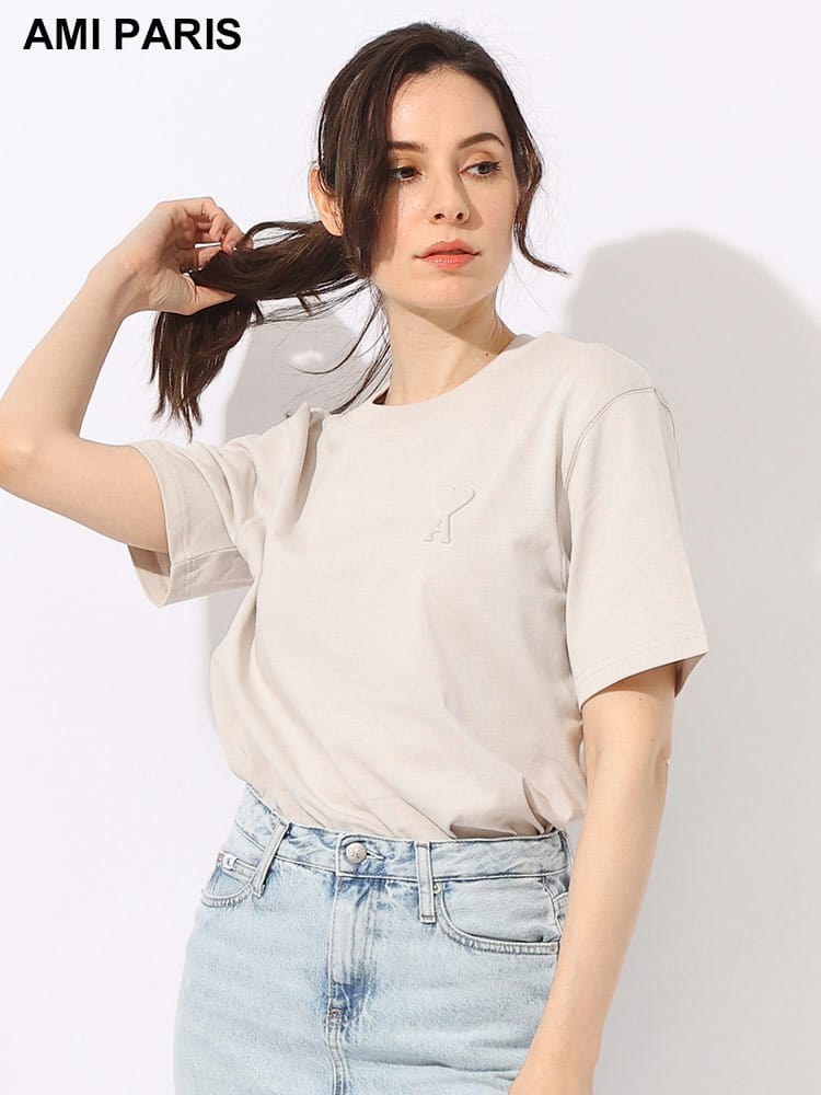 AMI PARIS (アミパリス) オーガニックコットン エンボスロゴ クルー 