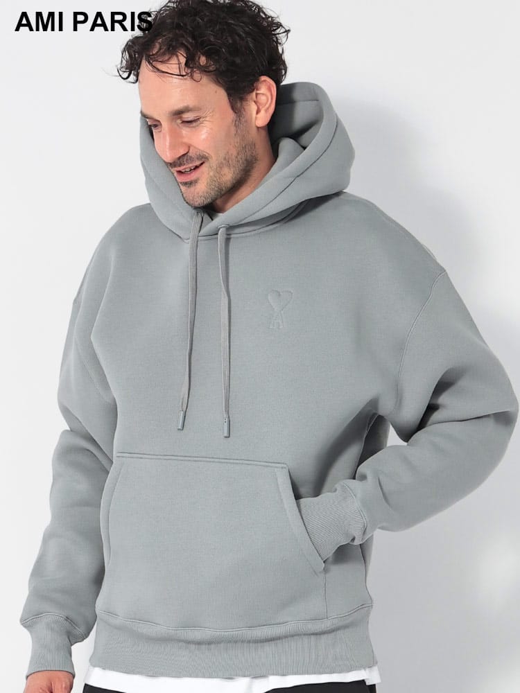 AMI PARIS (アミパリス ) 裏起毛 胸ロゴ プルオーバー パーカー AMUSW227749 メンズ