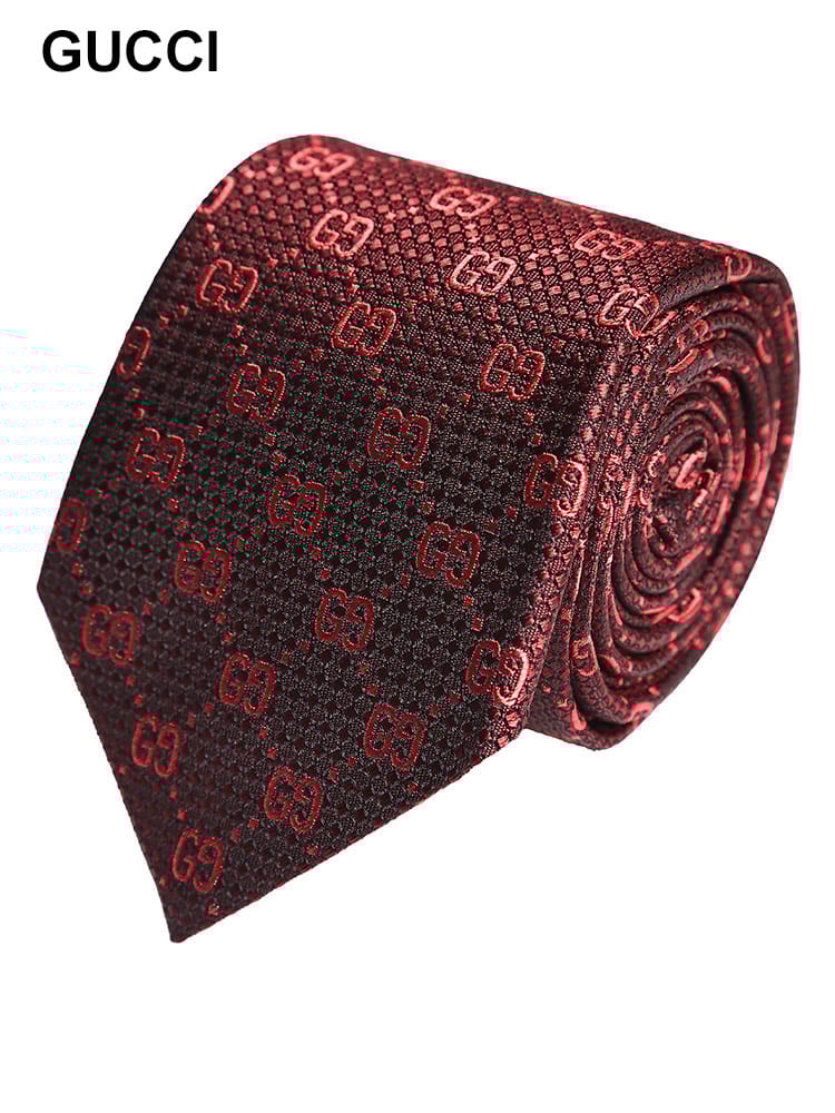 GUCCI (グッチ) シルク100％ ダミエジャガード 総柄 ネクタイ GC7902274E009 メンズ