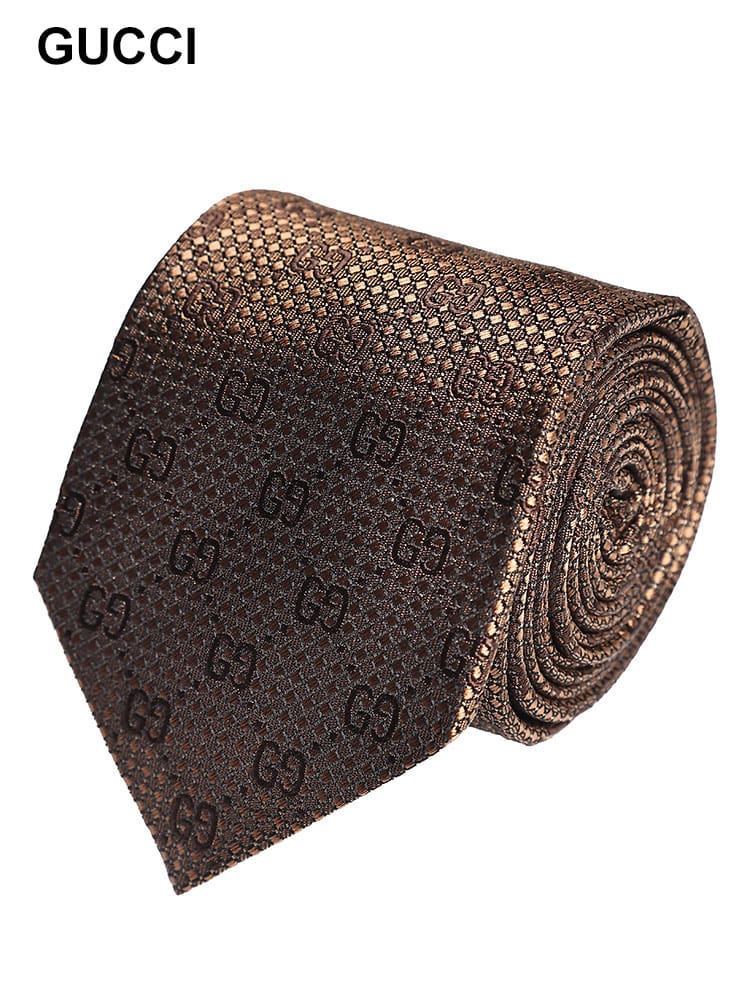 GUCCI (グッチ) シルク100％ ダミエジャガード 総柄 ネクタイ GC7902274E009 メンズ