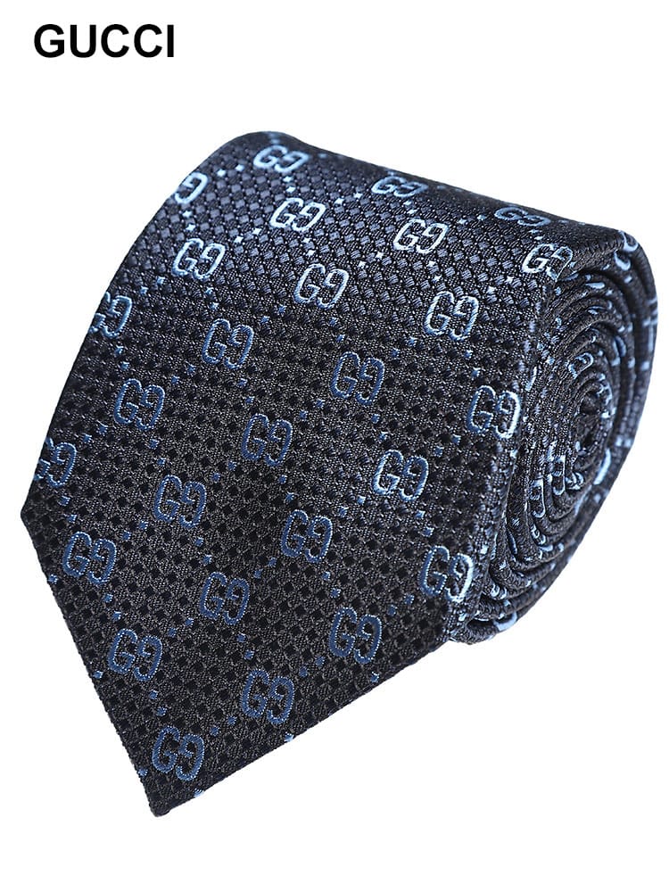 GUCCI (グッチ) シルク100％ ダミエジャガード 総柄 ネクタイ GC7902274E009 メンズ