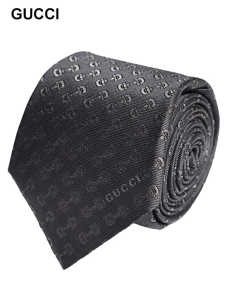 GUCCI (グッチ) シルク100％ ホースビット 総柄 ネクタイ GC7924824E009 メンズ