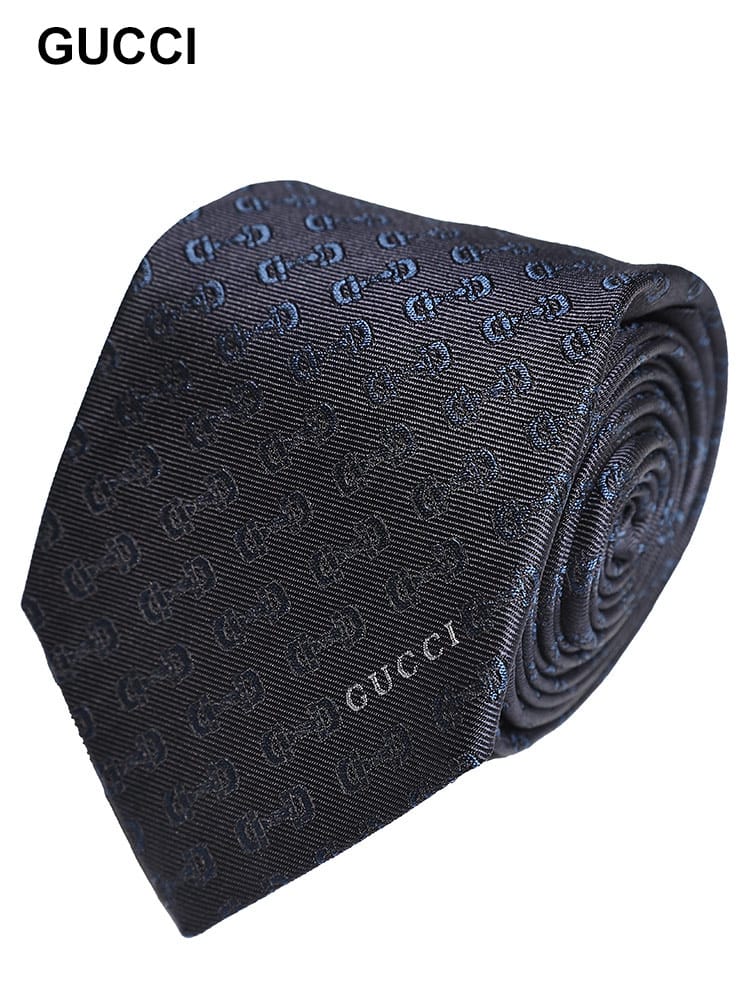 GUCCI (グッチ) シルク100％ ホースビット 総柄 ネクタイ GC7924824E009 メンズ