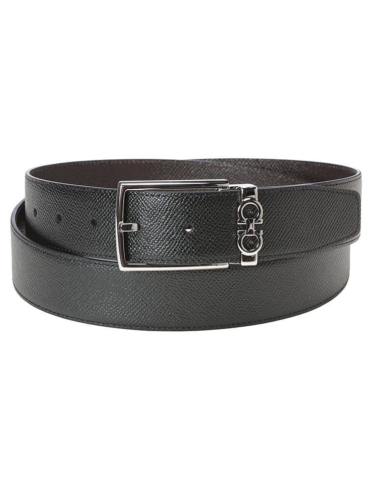 Salvatore Ferragamo (サルヴァトーレフェラガモ) リバーシブル ミニガンチーニ カーフレザー ベルト FG708206 メンズ