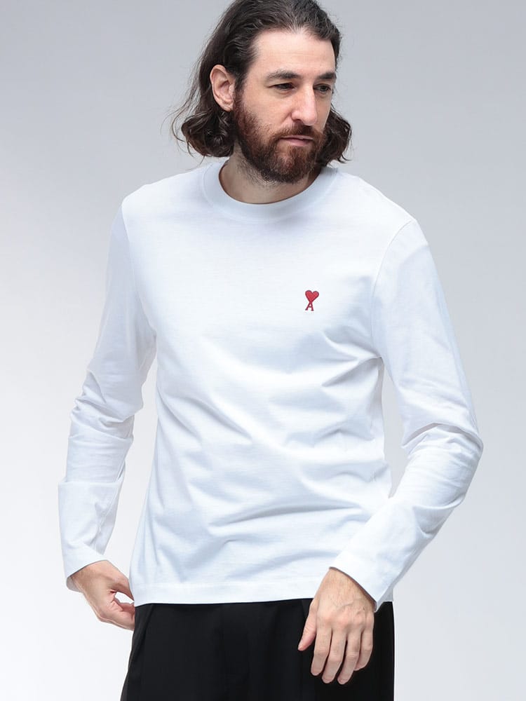 AMI PARIS (アミパリス) Ami de Coeur 胸ロゴ刺繍 長袖 Tシャツ ロンT AMH24UTS235724 メンズ