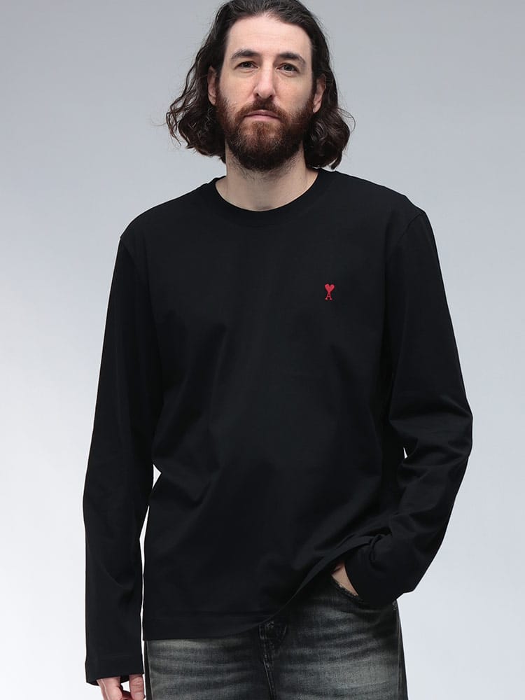 AMI PARIS (アミパリス) Ami de Coeur 胸ロゴ刺繍 長袖 Tシャツ ロンT AMH24UTS235724 メンズ