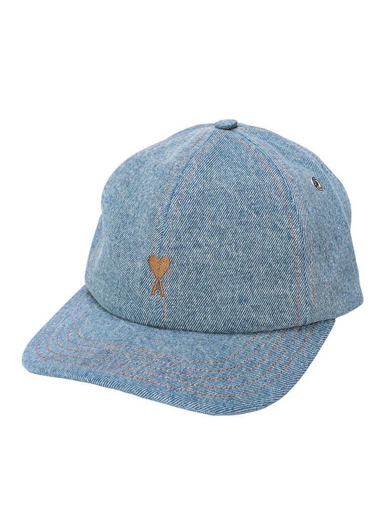 AMI PARIS (アミパリス) Ami De Coeur エンブロイダリー ウォッシュドデニム キャップ AMH25UCP264DE46 メンズ