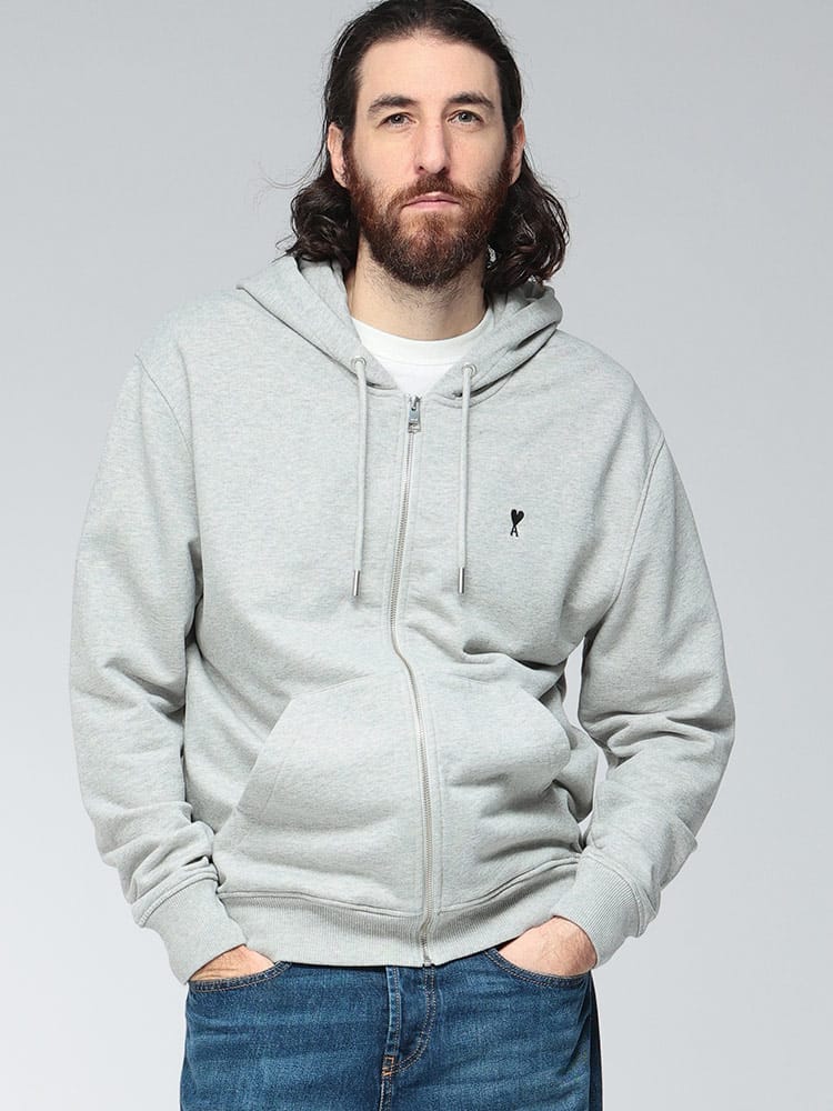 AMI PARIS (アミパリス) ワンポイントロゴ フルジップ パーカー Ami de Coeur AME25HSW765730 メンズ