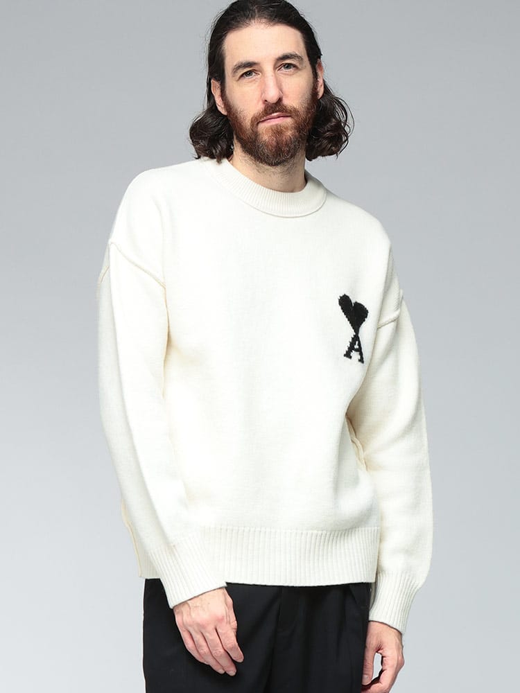 AMI PARIS (アミパリス) 胸ロゴ クルーネック セーター Ami de Coeur AMH25UKS838018 メンズ