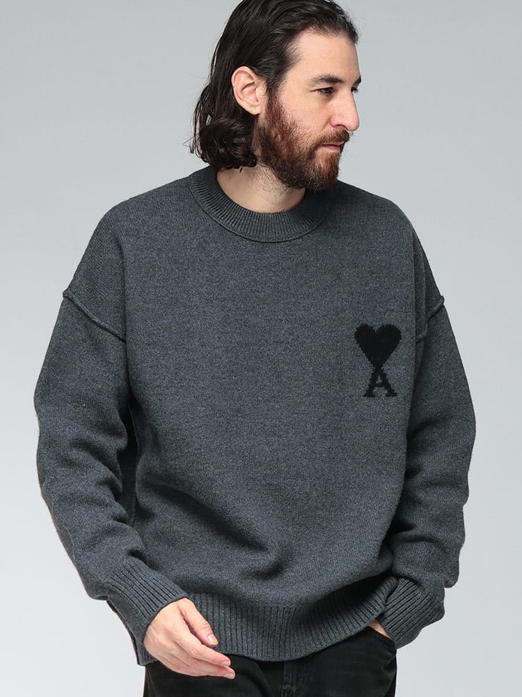 AMI PARIS (アミパリス) 胸ロゴ クルーネック セーター Ami de Coeur AMH25UKS838018 メンズ