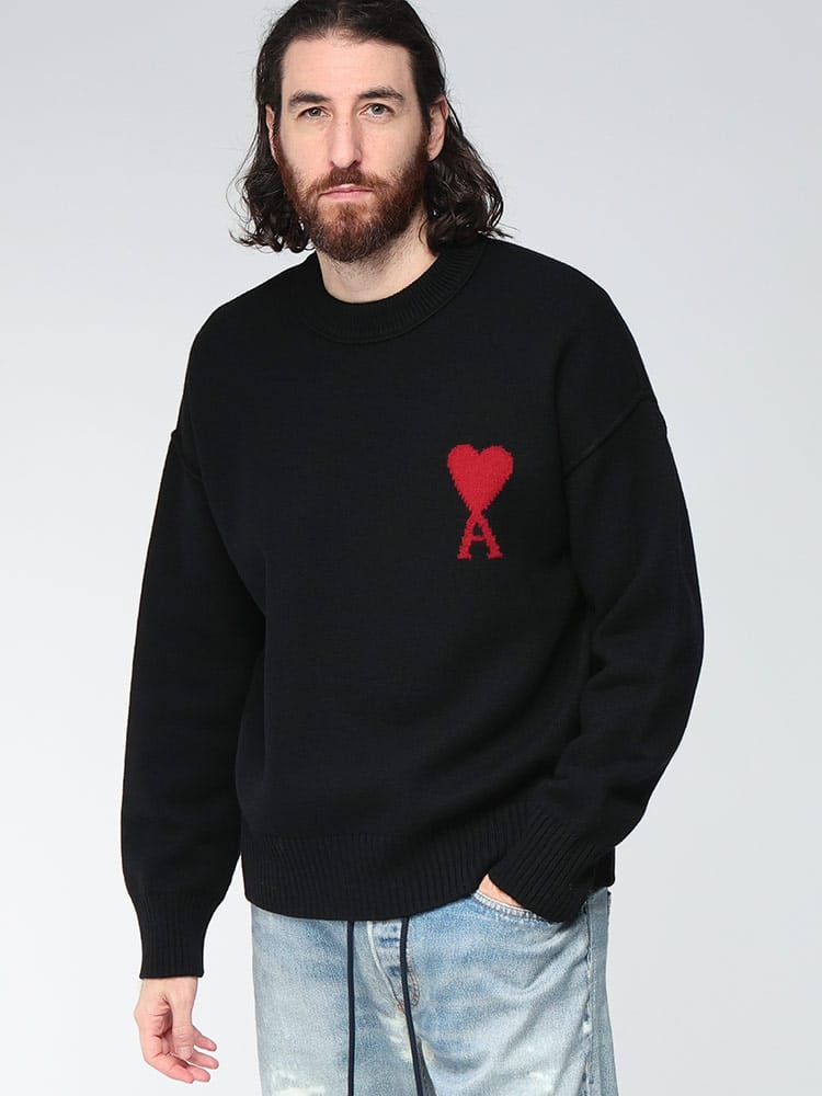 AMI PARIS (アミパリス) 胸ロゴ クルーネック セーター Ami de Coeur AMH25UKS838018 メンズ