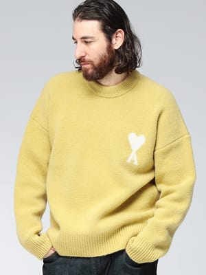 AMI PARIS (アミパリス) アルパカ混 胸ロゴ クルーネック セーター Ami de Coeur AMH25UKS836 メンズ