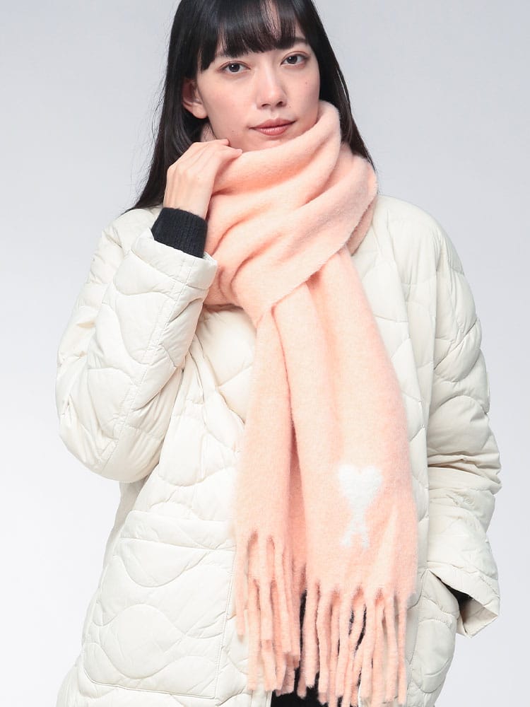 AMI PARIS (アミパリス) 無地 アルパカ ピュアウール ブレンド オーバーサイズ マフラー AMLH25USF673AW4 レディース