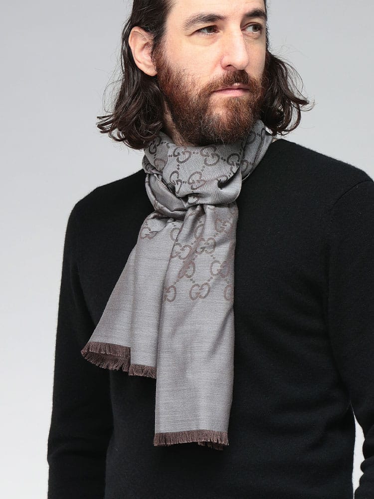 GUCCI (グッチ) GG ロゴ シルク混 ショール ストール GC165904 レディース