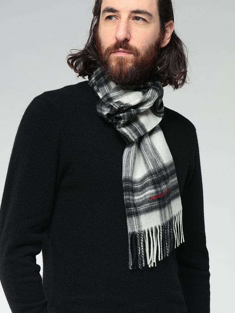 CHARLES JOURDAN (シャルルジョルダン) カシミヤ100％ チェック柄 マフラー CJR9777 メンズ